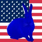 ELECTRIC-BLUE-FLAG CHOCOLAT FLAG rabbit flag Showroom - Inkjet on plexi, limited editions, numbered and signed. Wildlife painting Art and decoration. Click to select an image, organise your own set, order from the painter on line